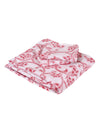 Pink & Cream Floral Patterned Reversible Double Bed Cover With 2 Pillow Covers