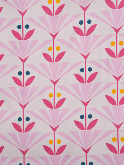 Pink Floral Patterned 210 TC Queen Bedsheet with 2 Pillow Covers