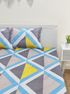 Grey Geometric Patterned 210 TC Queen Bedsheet with 2 Pillow Covers