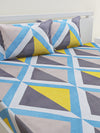 Grey Geometric Patterned 210 TC Queen Bedsheet with 2 Pillow Covers