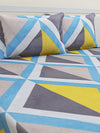 Grey Geometric Patterned 210 TC Queen Bedsheet with 2 Pillow Covers