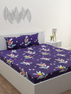 Blue Floral Patterned 210 TC Queen Bedsheet with 2 Pillow Covers