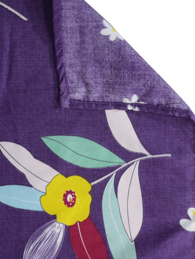 Blue Floral Patterned 210 TC Single Bedsheet with 1 Pillow Cover