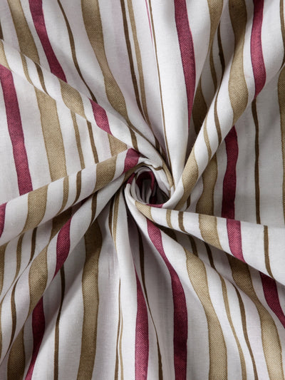 Off White & Brown Stripes Patterned 210 TC Queen Bedsheet with 2 Pillow Covers