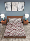 Brown & Beige Textured Patterned 210 TC Queen Bedsheet with 2 Pillow Covers