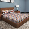 Multicolor Stripes Patterned 210 TC Queen Bedsheet with 2 Pillow Covers