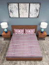 Purple & Grey Stripes Patterned 210 TC Queen Bedsheet with 2 Pillow Covers