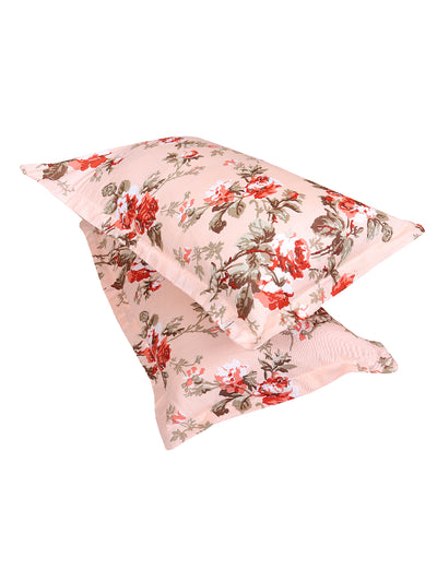ROMEE Peach Floral 150 TC King Bedsheet with 2 Pillow Covers