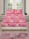 ROMEE Pink Floral 150 TC King Bedsheet with 2 Pillow Covers