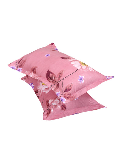 ROMEE Pink Floral 150 TC King Bedsheet with 2 Pillow Covers