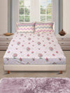 Cream Floral PATTERNED 144 TC QUEEN BEDSHEET WITH 2 PILLOW COVERS