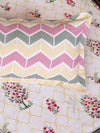 Cream Floral PATTERNED 144 TC QUEEN BEDSHEET WITH 2 PILLOW COVERS