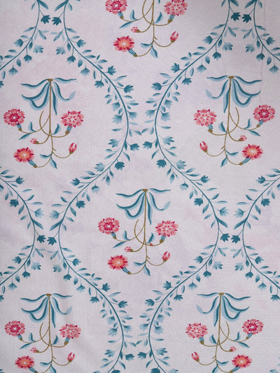 Off White Floral PATTERNED 144 TC QUEEN BEDSHEET WITH 2 PILLOW COVERS
