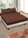 ROMEE Coffee Brown Solid 150 TC King Bedsheet with 2 Pillow Covers