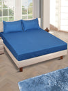 ROMEE Blue Solid 150 TC King Bedsheet with 2 Pillow Covers