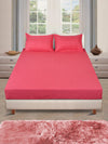 ROMEE Pink Solid 150 TC King Bedsheet with 2 Pillow Covers