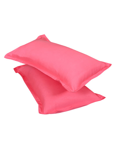 ROMEE Pink Solid 150 TC King Bedsheet with 2 Pillow Covers