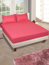 ROMEE Pink Solid 150 TC King Bedsheet with 2 Pillow Covers