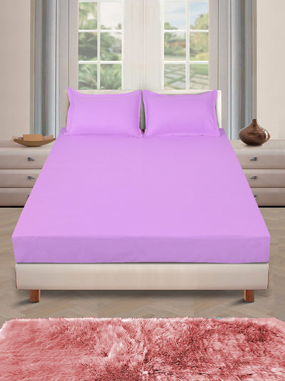 ROMEE Lavender Solid 150 TC King Bedsheet with 2 Pillow Covers