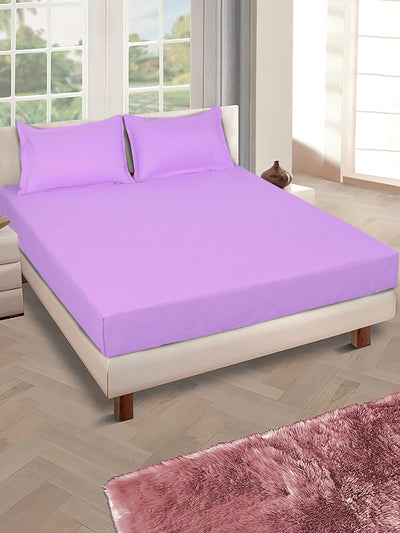 ROMEE Lavender Solid 150 TC King Bedsheet with 2 Pillow Covers