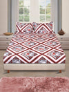 ROMEE Cream/Brown & Grey Geometric 186 TC King Bedsheet with 2 Pillow Covers