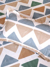 ROMEE Cream & Beige Geometric 186 TC King Bedsheet with 2 Pillow Covers