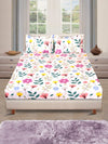 ROMEE Cream Floral 186 TC King Bedsheet with 2 Pillow Covers