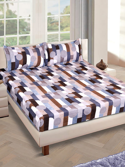 ROMEE Multi Geometric 186 TC King Bedsheet with 2 Pillow Covers