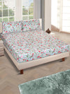 ROMEE Green Floral 186 TC King Bedsheet with 2 Pillow Covers