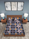 Blue & Black Checks Patterned 210 TC Queen Bedsheet with 2 Pillow Covers