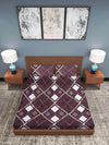 Brown Geometric Patterned 210 TC Queen Bedsheet with 2 Pillow Covers