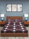 Brown Geometric Patterned 210 TC Queen Bedsheet with 2 Pillow Covers