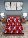 Maroon Floral Patterned 210 TC Queen Bedsheet with 2 Pillow Covers