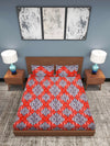 Red & Grey Ethnic Motifs Patterned 210 TC Queen Bedsheet with 2 Pillow Covers