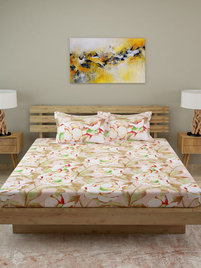 Gold & Brown 210 TC Bedsheet with 2 Pillow Covers