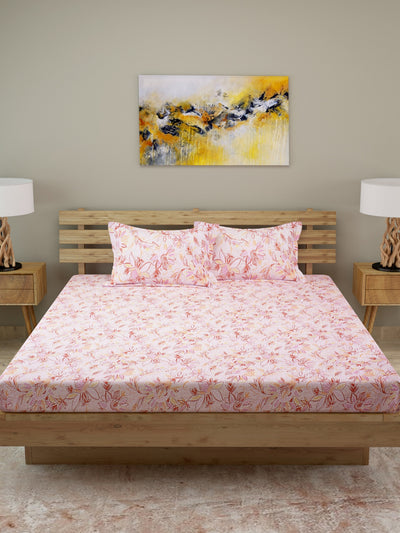 Multicolour 210 TC Bedsheet with 2 Pillow Covers