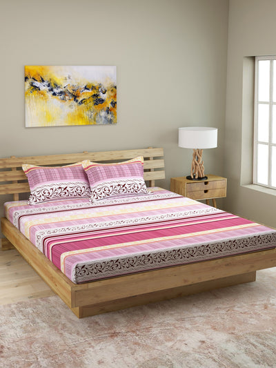 210 TC Pink Bedsheet with 2 Pillow Covers