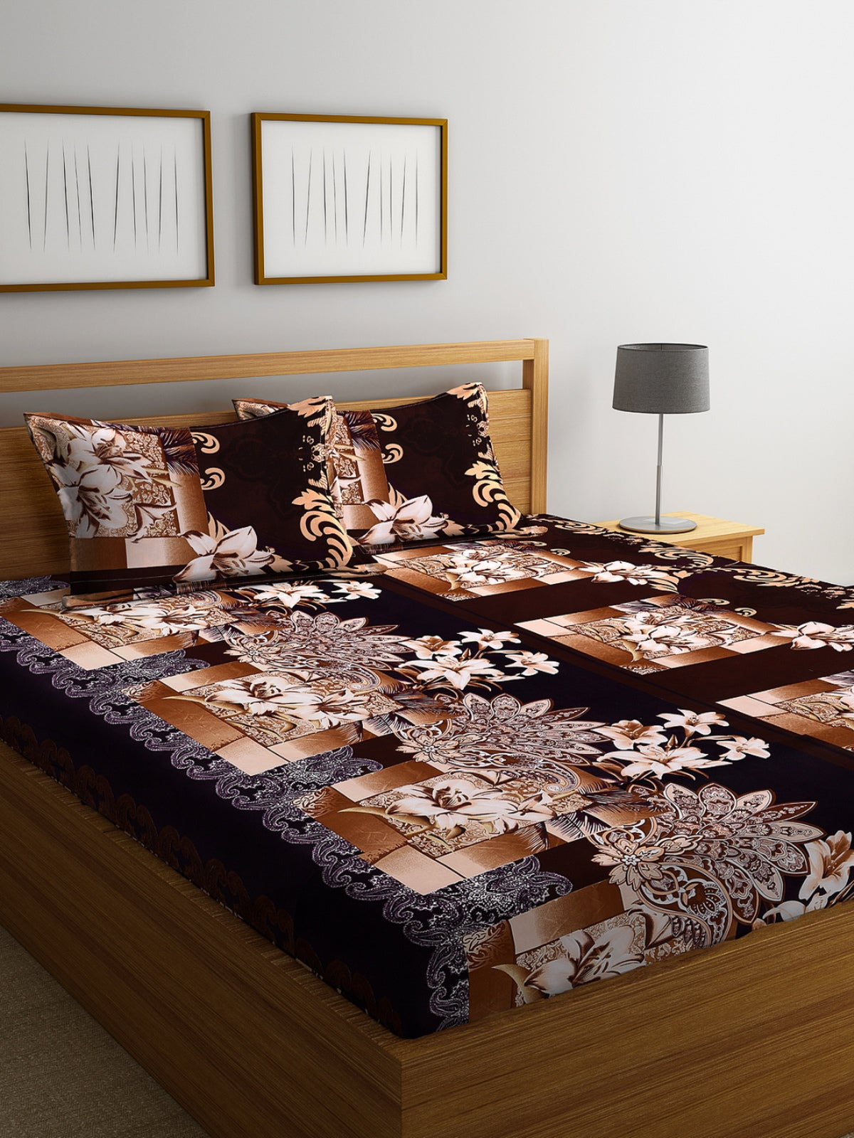 144 TC Brown Bedsheet with 2 Pillow Covers