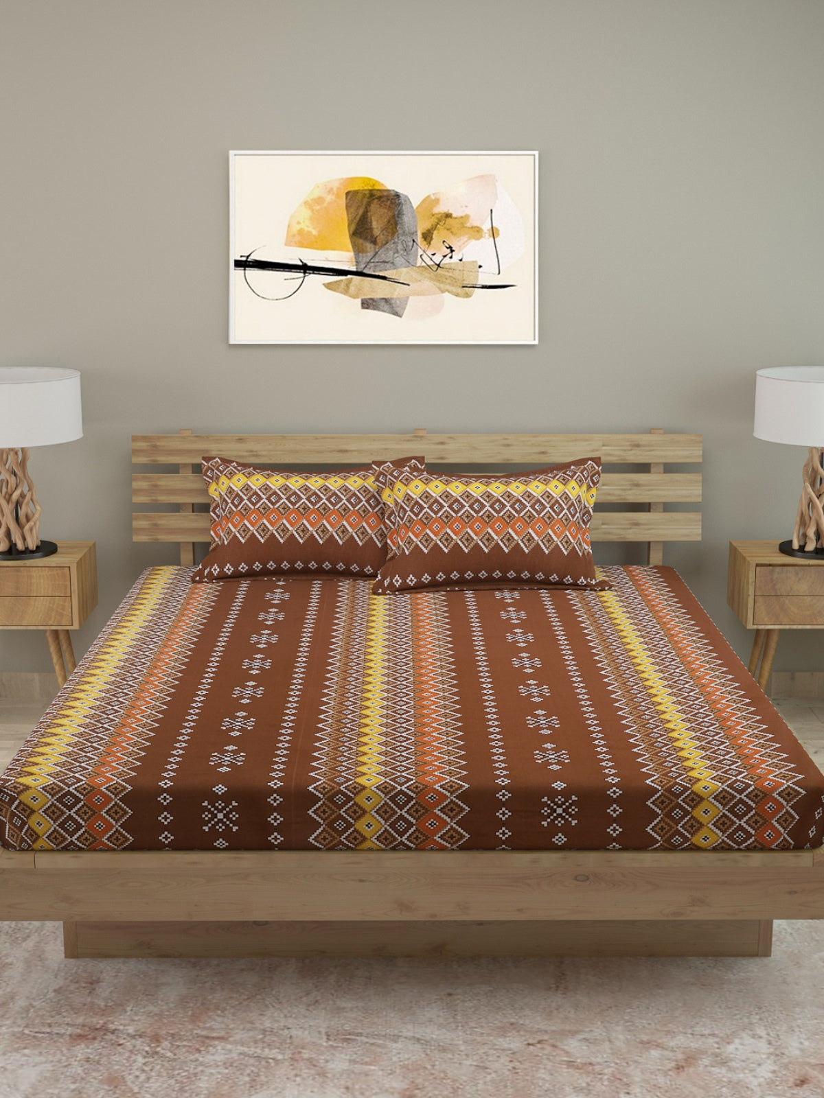 120 TC Brown Bedsheet with 2 Pillow Covers