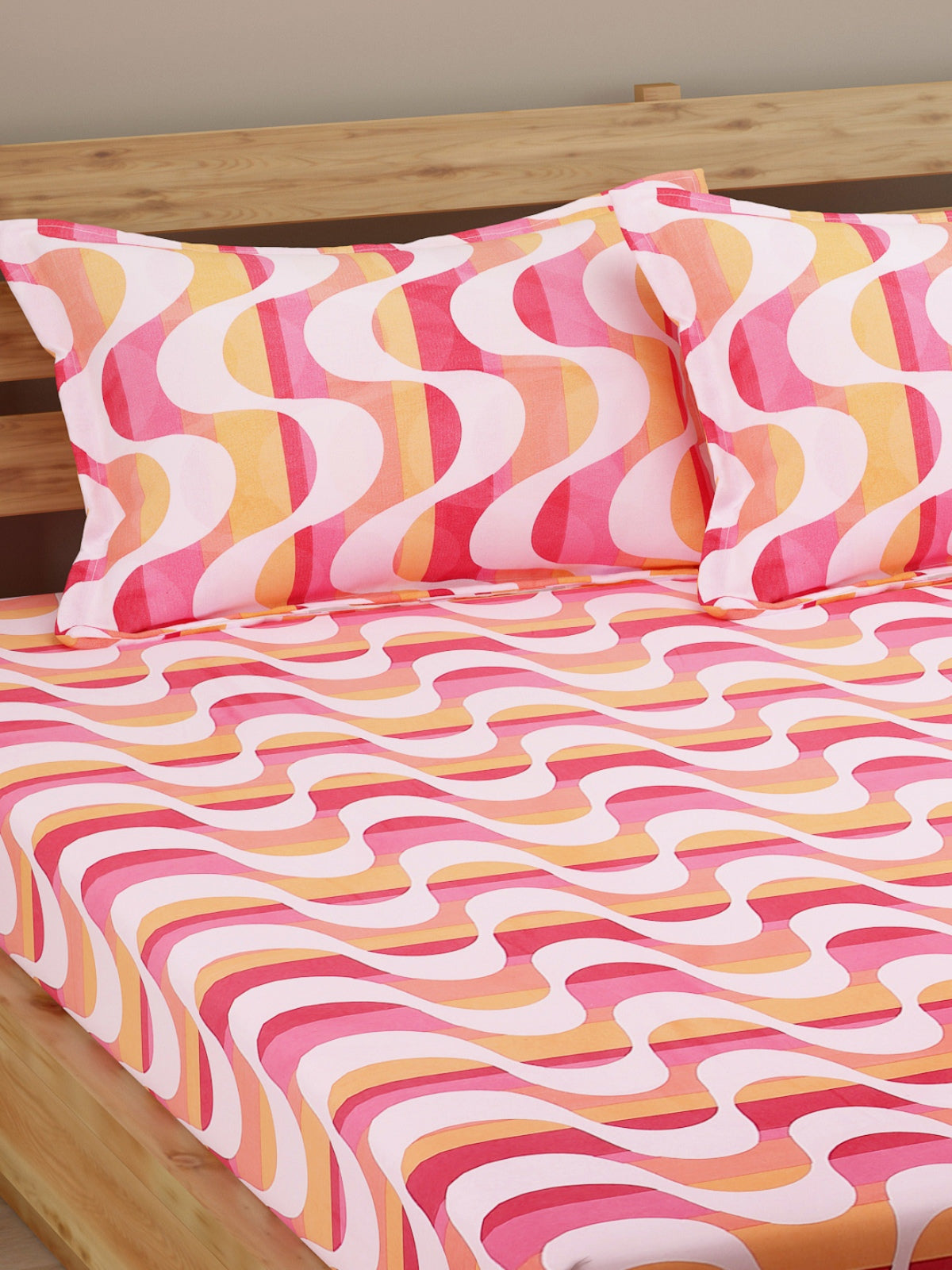 120 TC Pink Bedsheet with 2 Pillow Covers