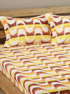 120 TC Yellow & Brown Bedsheet with 2 Pillow Covers