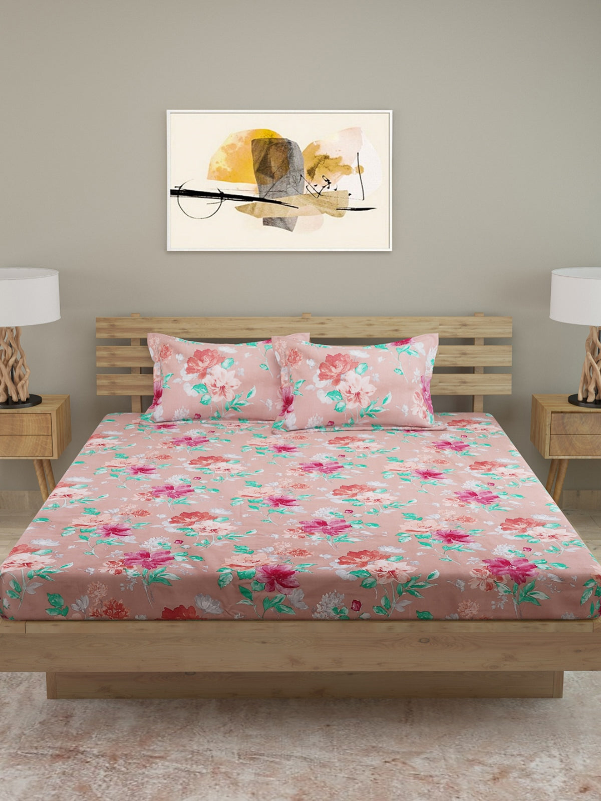 250 TC Peach Bedsheet with 2 Pillow Covers