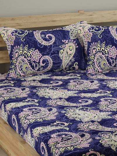 250 TC Blue Bedsheet with 2 Pillow Covers