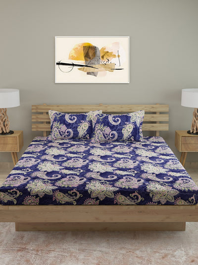250 TC Blue Bedsheet with 2 Pillow Covers