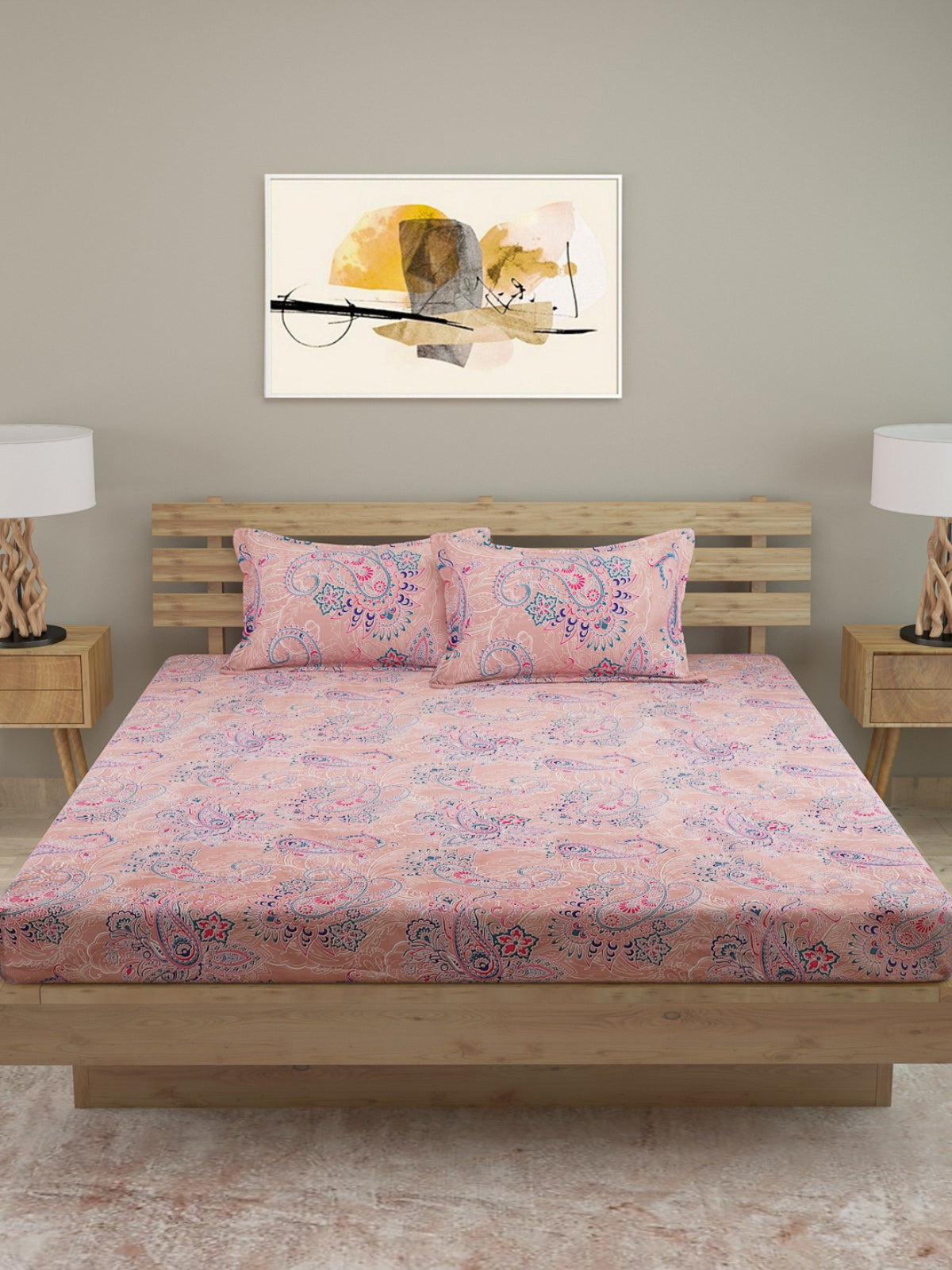 250 TC Pink Bedsheet with 2 Pillow Covers