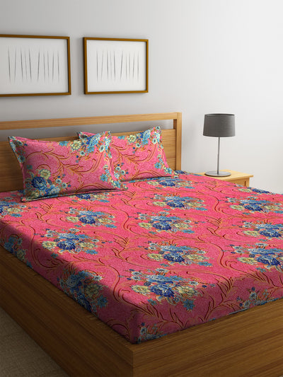 144 TC Pink Bedsheet with 2 Pillow Covers