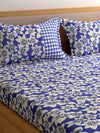 Blue & White 144 TC Bedsheet with 2 Pillow Covers