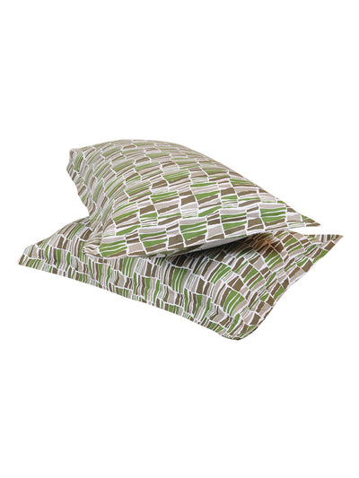 Off White & Green 160 TC Bedsheet with 2 Pillow Covers