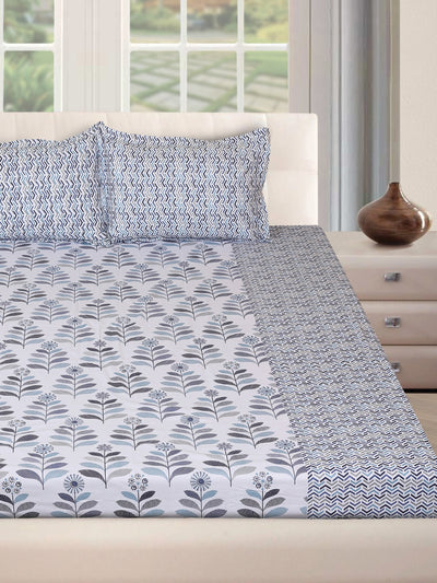 Light Blue 160 TC Bedsheet with 2 Pillow Covers