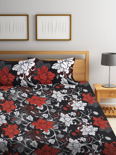 144 TC Black Double Bedsheet with 2 Pillow Covers